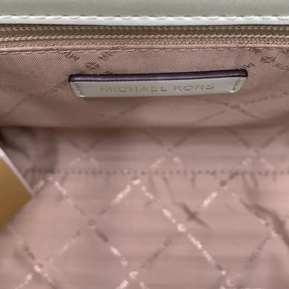 Michael Kors Carmen Medium Logo and Faux Leather Belted Satchel - Picture 14 of 16